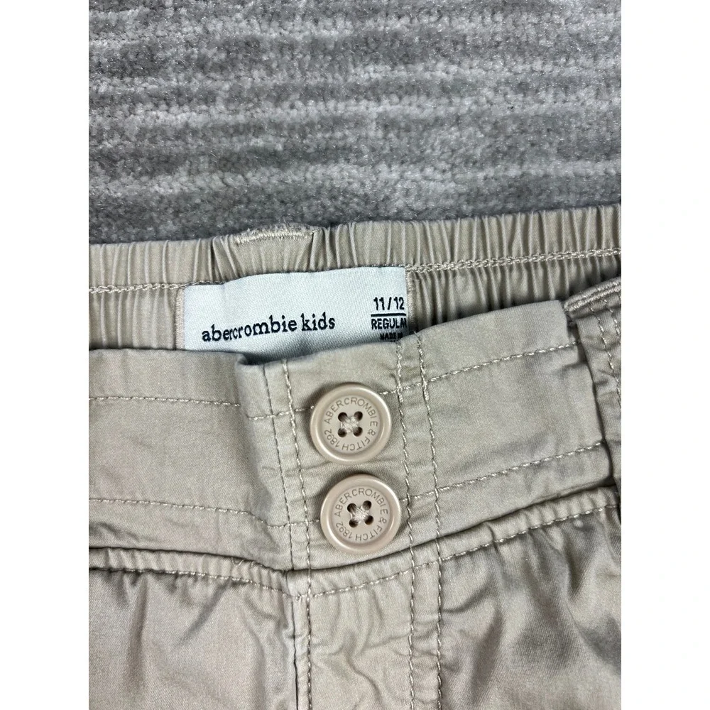 Abercrombie Kids Cargo Joggers Unisex 11/12 Tan Khaki Cotton Blend Utility Pants